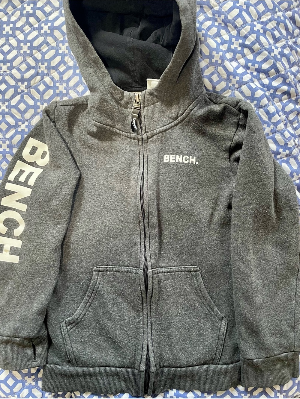 Bench Youth Charcoal Gray Full Zip Hoodie - Size 7/8